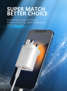 อะแดปเตอร์ USB แบบชาร์จเร็ว20W, อะแดปเตอร์แปลงไฟมือถือสำหรับติดผนัง <span class=keywords><strong>iPhone</strong></span> ปลั๊กแบบเร็วอุปกรณ์มือถือ ETL FCC ROHS ได้รับการรับรอง - Product Image 3