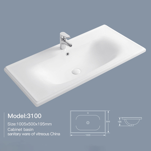 Современная белая керамическая раковина с твердой поверхностью, прямоугольная раковина для ванной комнаты, раковина для умывальника - Product Image 2