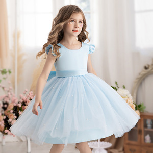 Vestiti per bambini da festa estivi per bambini abiti da compleanno per bambine eleganti con fiocco vestiti per <span class=keywords><strong>bambina</strong></span> - Product Image 3