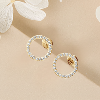 Fine 925 bijoux en argent classique plaqué or rond 1.3mm pleine GRA D couleur Moissanite diamant boucles d'oreilles pour femmes hommes