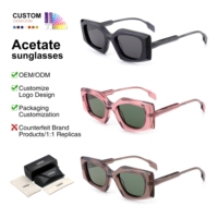 Lunettes de soleil carrées géométriques en acétate avec logo personnalisé, protection UV400 TAC, style sculptural, unisexe, vente en gros