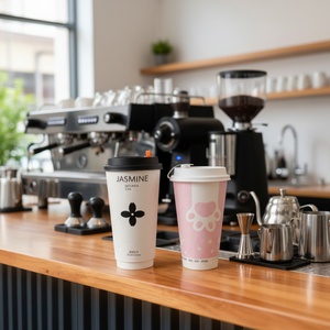 Gobelet à café en papier kraft ondulé jetable avec logo personnalisé Sunshine, pour boissons chaudes, café, hôtel, bureau, à emporter - Product Image 1