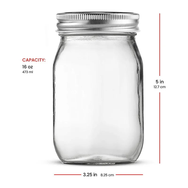 Vaso di vetro all'ingrosso 8 oz 16 oz vetro marmellata di miele barattolo di vetro con coperchi