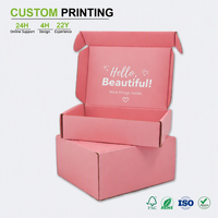 Caixas de Envio Personalizadas em Rosa Sólido com Impressão Interna 'Hello Beautiful', Caixas de Presente Premium para Marcas de Beleza