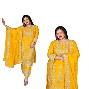 Elegant <b>Green</b> <b>Silk</b> Salwar Kameez With Gold Embroidery Ankle-Length Traditional Wear For Women India Pakistan Wedding - Product Image 1
