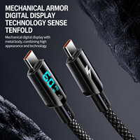 Cable USB C a USB A de nailon SUNGUY, cable de datos USB C de carga rápida PD de 100W con pantalla LED para uso en teléfonos móviles y portátiles