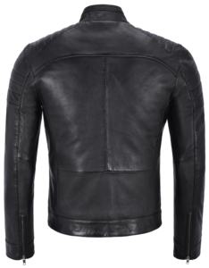 Veste en cuir Nappa noir véritable sur mesure pour homme avec détails en fourrure blanche, fermeture éclair YKK de qualité supérieure, marque privée OEM - Product Image 4