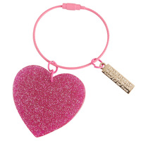 Porte-clés en acrylique à paillettes en forme de cœur, étiquette en métal, bricolage