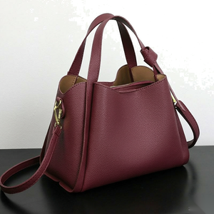 Compact Soft Leather <b>Women's</b> Tote <b>Bag</b> Daily Life Portable Shoulder <b>Bag</b> Vintage <b>Bucket</b> Style Casual Design Waterproof Foldable - Product Image 6