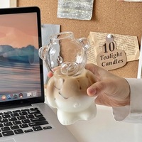 Gobelet en verre personnalisé avec couvercle et paille, en borosilicate haute résistance, transparent, style nordique, passe au lave-vaisselle et au micro-ondes, réutilisable