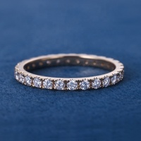 Bague d'éternité en argent 10K 14K 18K pour femme S925 3mm 0.1ct ronde taille brillant Moissanite Lab Diamond
