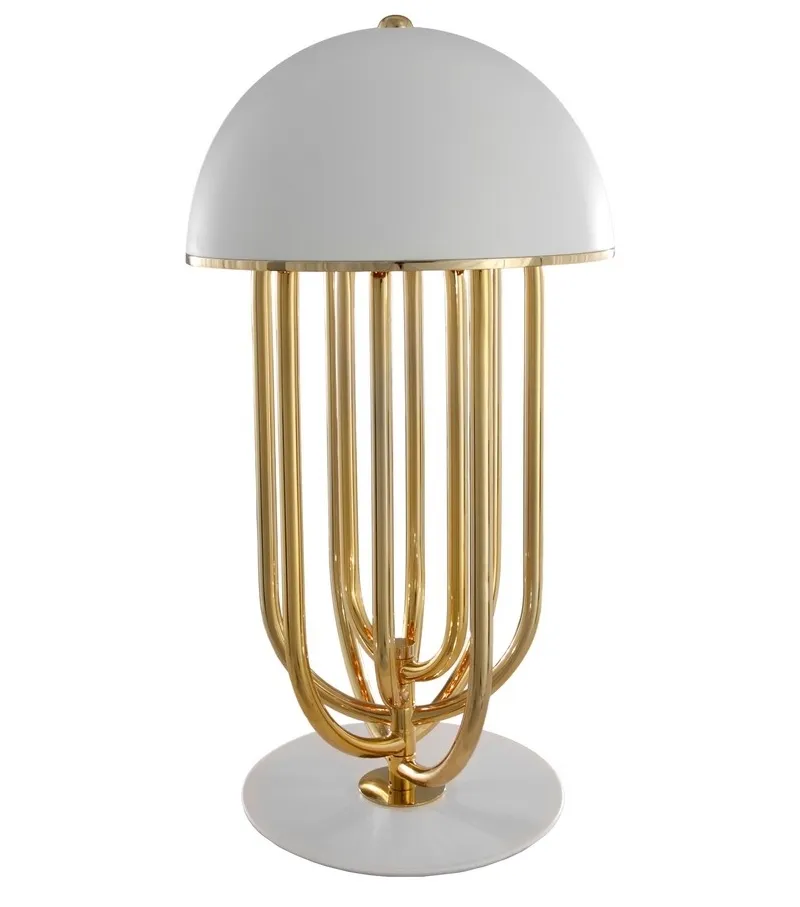 Modern Goldend and White or Black Finish Whirling Body Table Lamp