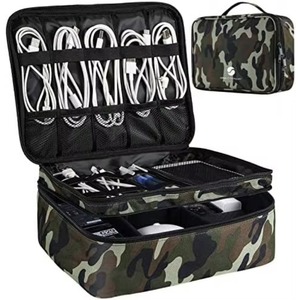Sac de rangement pour câbles BSCI FactoryCable pour cordon, chargeur, batterie externe, clé USB, téléphone, iPad Mini, carte SD, tablette, noir - Product Image 1