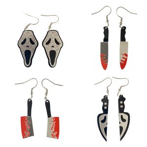 Nouvelle arrivée Boucles d'oreilles réversibles en acrylique Design taché de sang original Boucles d'oreilles pendantes au couteau de <span class=keywords><strong>cuisine</strong></span> personnalisées pour femmes à la mode - Product Image 3