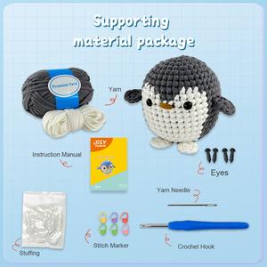 Kit de <span class=keywords><strong>crochet</strong></span> complet pour débutants : Ensemble de bricolage pingouin avec fil doux, <span class=keywords><strong>crochet</strong></span>, yeux, rembourrage et vidéo étape par étape - Product Image 2