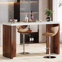Tribesigns Home Bar Unit, table de bar de 55.12 pouces avec un dessus de table fini en faux marbre, mini bar moderne autoportant