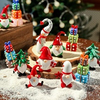Figurines en verre faites à la main pour Noël, décorations de Noël, Père Noël, bonhomme de neige, mini-statue en verre pour décoration de bureau, cadeau de Noël, vente en gros