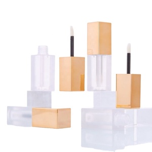 In Stock White Black Gold Silver Cap 5ML Square Lip <b>Gloss</b> Tube Container Custom Logo Lipgloss Tube - Product Image 1