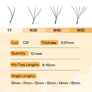 Venta al por mayor profesional de doble capa prefabricados C D Curl Volume Fans Y Tipo 0,07mm Extensiones de pestañas Yy Lashes - Product Image 5