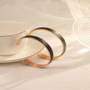 Fashion Jewelry <b>Bracelets</b> Bangles Stainless Steel <b>Leather</b> Cuff <b>Bracelets</b> Women - Product Image 3