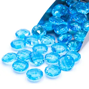 Redleaf Goedkope Prijs Ronde Dubbele Schildpad Gezicht Synthetisch Glas Edelsteen Blauwe Kleur Glazen Kristal Kralen Voor Sieraden