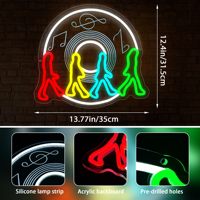 Enseigne néon murale Neonawall Rock Band Abbey Road, Luminaire mural LED pour Man Cave, Salle de musique, Fête et Bar, Cadeau idéal pour les fans de musique