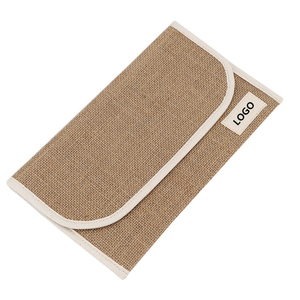 Pochette con Cerniera e Logo Personalizzato di Fabbrica, Organizer in Tessuto Naturale di Juta e Canapa per Trucchi, Skincare e da Viaggio - Product Image 6