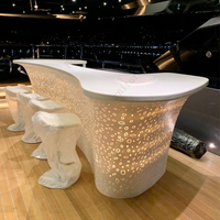 Comptoir de bar mobile en marbre Corian de luxe avec lumières LED Comptoir de bar mobile de taille personnalisée