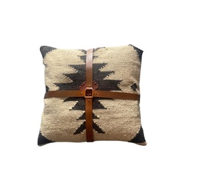 Premium Wool Jute Cushion Featuring Leather Belt Detail Stylish Handmade <b>Pillow</b> for Modern Interior <b>Decoration</b> - Product Image 3