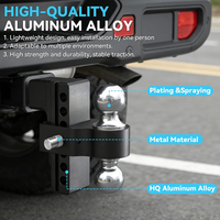 Attelage de remorquage réglable pour récepteur de 2 po, capacité de charge maximale de 21 500 lb, avec élévation de 6 po, double boules, attelage de remorquage robuste