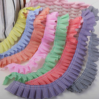 Ruban en polyester à carreaux classiques de 4 cm (1,6 po) avec volants et franges, bordure décorative pour robes, vêtements, couture et bricolage