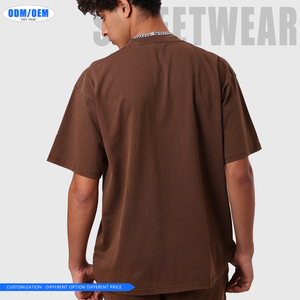 T-shirt pour homme 100% coton, poids lourd, luxe, coupe oversize, épaules tombantes, logo personnalisé, design boxy, streetwear, t-shirt uni pour homme - Product Image 5