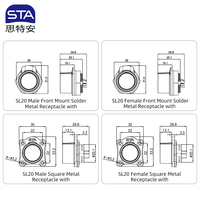Connecteur circulaire étanche IP67 LP20 pour câble d'alimentation et de signalisation, prise de panneau à verrouillage par traction, 2, 3, 4, 5, 6, 7, 8, 9, 12, 14 broches