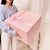 Boîte cadeau rigide carrée avec logo personnalisé, boîte en papier à deux pièces décorée d'un nœud en ruban pour l'emballage de cadeaux de fête
