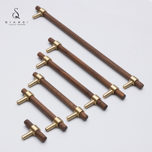 Modern Adjustable Walnut Beech Cabinet Door Handles Brass Wood Pulls <strong>Dresser</strong> <strong>Knobs</strong> for Kitchen Bedroom Bathroom Entry Drawer - Product Image 1