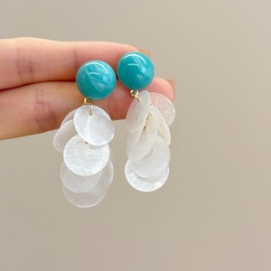 Pendientes de clip con diseño de espiral antimosquitos, flor, aguacate, borla de concha <span class=keywords><strong>natural</strong></span>, pañuelos para la cabeza, para mujer, Novedad 2025, Joyería con aguja de plata - Product Image 1