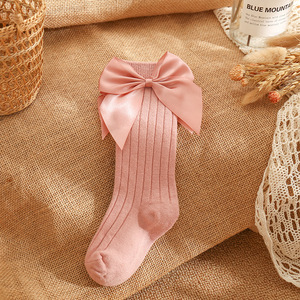 Bow bé cotton cô gái Vớ bán buôn rắn màu trẻ em cô gái Vớ giữa ống trẻ em vớ - Product Image 5