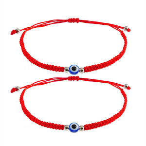 2pcs <span class=keywords><strong>Evil</strong></span> Eyes Bracelets pour Femmes Hommes Adolescents Filles Garçons Corde Tressée Réglable Yeux Bleus Couple Bracelet d'Amitié - Product Image 5
