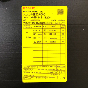 A06B-0033-B075 A06B0033B075 B3 #7008/3000 Fanuc AC Servo Motor สำหรับ PLC PAC - Product Image 2