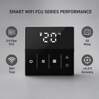 Smart Wifi Tuya App Control AC/EC LED Écran d'affichage de données 220v/24v Fan Coil Unit Thermostat