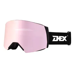 Kacamata hitam snowmobile kustom CE EN174 bersertifikasi OEM ODM, kacamata ski salju magnetik kacamata snowboard emas antikabut HD