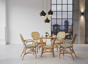 Ensemble de salle à manger Jamaica Bistro : Table élégante et antique en rotin/osier avec chaises confortables pour hôtels, appartements et salles à manger - Product Image 2