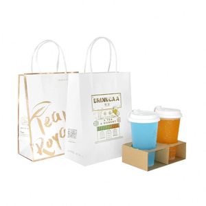Luxury Brown Kraft Paper <b>Bags</b> Custom Your Own logo Food Takeaway Packaging Paper <b>Bag</b> with Twist Handles - Product Image 5