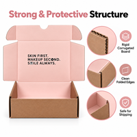Boîte d'expédition personnalisée en carton ondulé rose poudré avec impression de message intérieur et approvisionnement en gros pour les marques de beauté