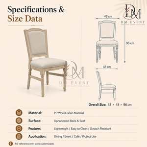 Chaise de mariage classique rembourrée en bois, chaise de salle à manger pour hôtels, banquets, lieux événementiels, projets de restaurants et vente en gros - Product Image 2