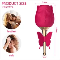 Vibrador de silicona resistente al agua para mujeres, juguete sexual de masturbación femenina, con forma de rosa, para sexo oral
