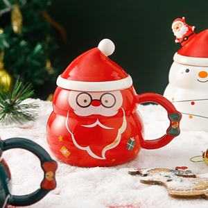 Tazas de Cerámica Navideñas al por Mayor, Taza de Cerámica de Santa Claus, Tazas para Café y Leche con Tapa y Cuchara, Lindos Regalos de Año Nuevo - Product Image 2