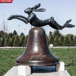 ประติมากรรมกระต่ายทองแดงและระฆัง งานออกแบบตกแต่งสวนกลางแจ้งตามสั่ง รูปปั้นบาร์รี่ ฟลานาแกน - Product Image 1