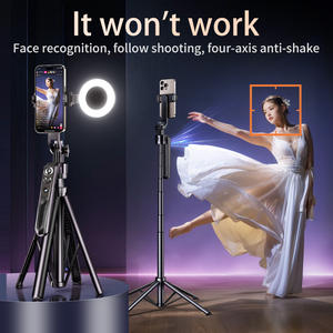 Perche à <span class=keywords><strong>selfie</strong></span> pliable professionnelle à rotation automatique avec suivi du visage et lumière d'appoint, portée de 10 m, 180 cm, directement de l'usine - Product Image 4
