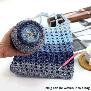 Gradiente <span class=keywords><strong>de</strong></span> galaxia, hilo plateado <span class=keywords><strong>de</strong></span> 1,5mm, segmento <span class=keywords><strong>de</strong></span> gradiente brillante, tinte hueco <span class=keywords><strong>de</strong></span> algodón, hilo <span class=keywords><strong>de</strong></span> bolsa DIY para hacer bolsas - Product Image 2